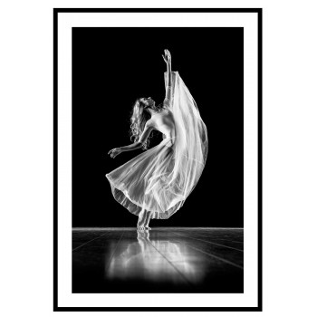 Woman ballet dancing - Black & white poster