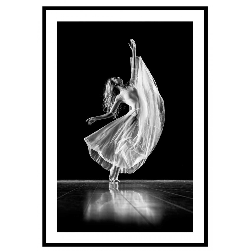 Dansös ballerina - Svartvit enkel poster
