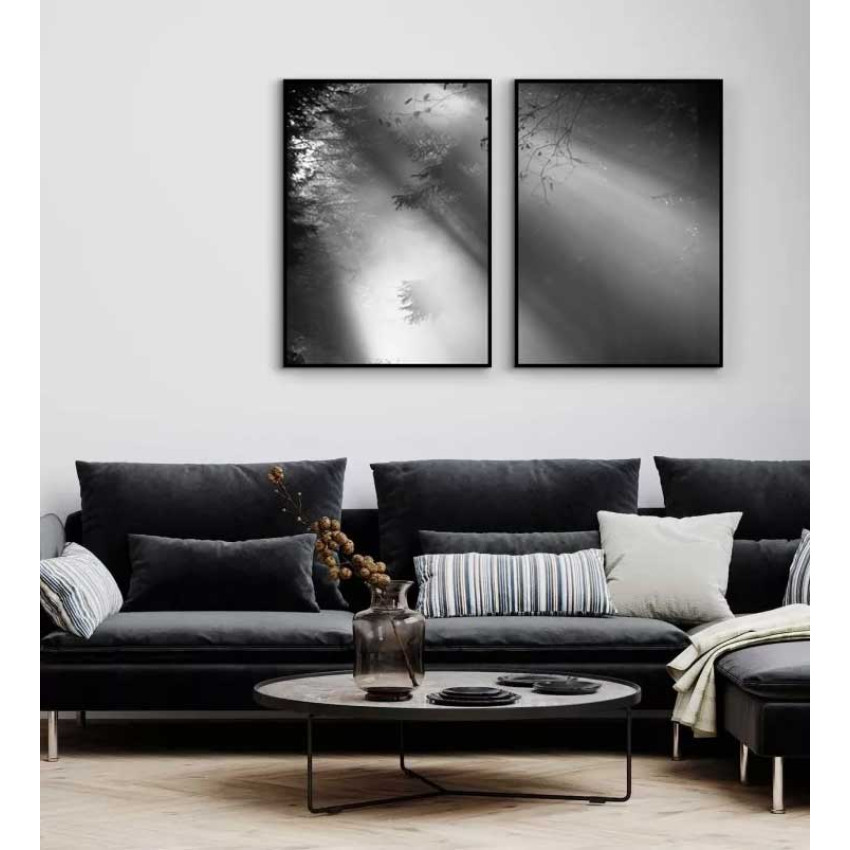 Solsken i mörk skog - Tavla i två delar