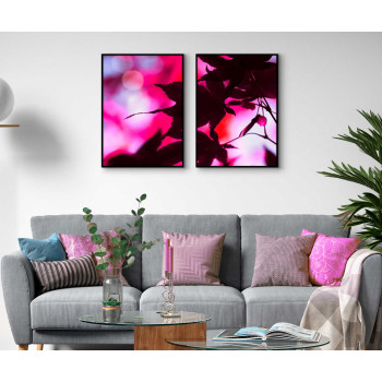 Pink Leaves - Two Piece Poster