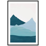 Teal Mountains #2 - Graphic arts poster