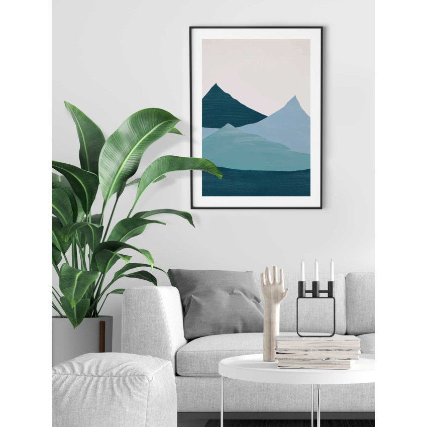 Teal Mountains #2 - Graphic arts poster