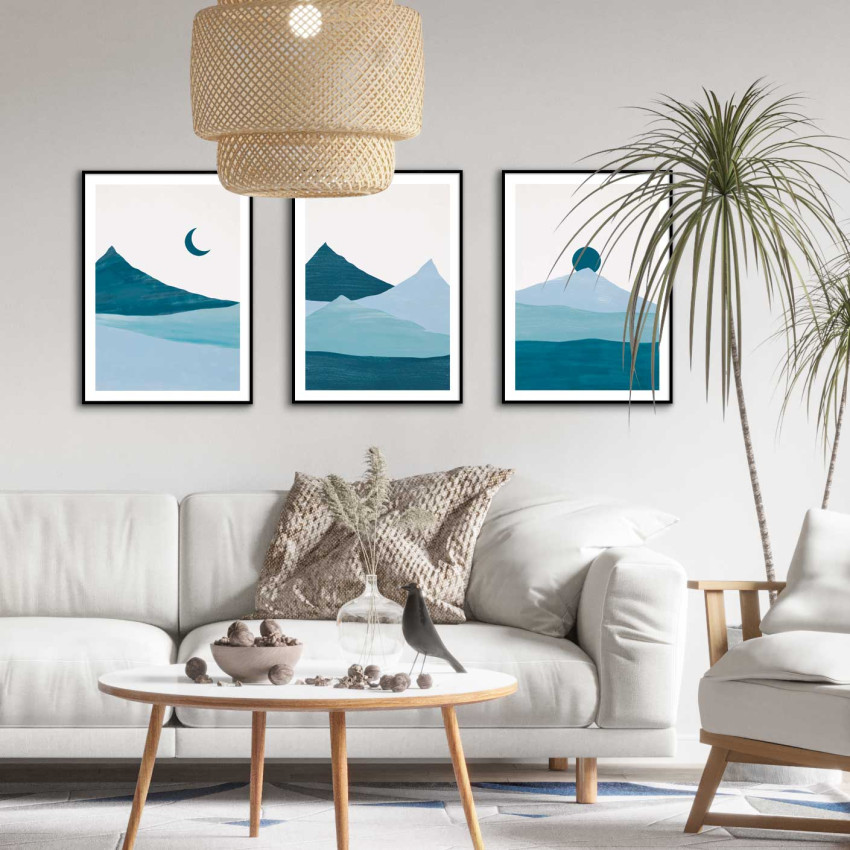 Teal Mountains #1 - Graphic arts poster