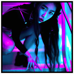 Cyberpunk neon woman - Square poster