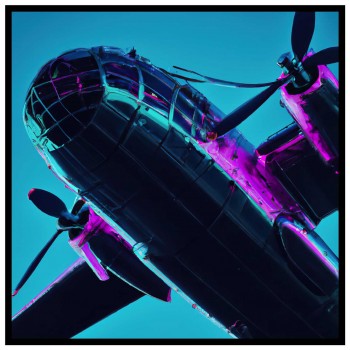 Cyberpunk Bomber Plane - Poster i neonfärger