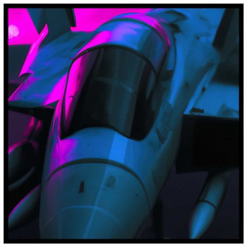 Cyberpunk Fighter Jet - Fyrkantig poster i neonfärg