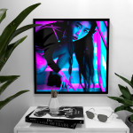 Cyberpunk neon woman - Square poster