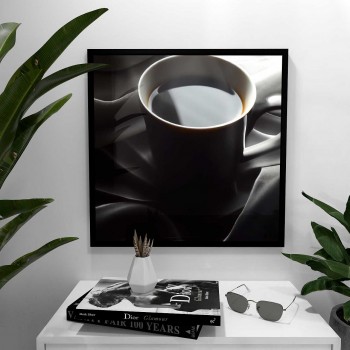Kaffekopp i mörker - Elegant kvadratisk köksaffisch