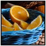 Apelsiner & Apelsinklyftor - Färgglad kvadratisk kökstavla