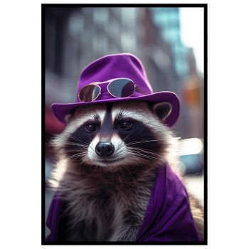 Cool Purple Raccoon - Trendig poster