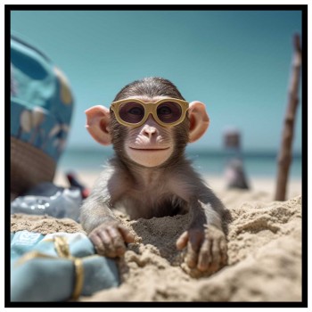 Beach monkey - Fun and summery square poster
