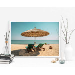 Sunbeds and umbrellas on the beach - Exotic poster