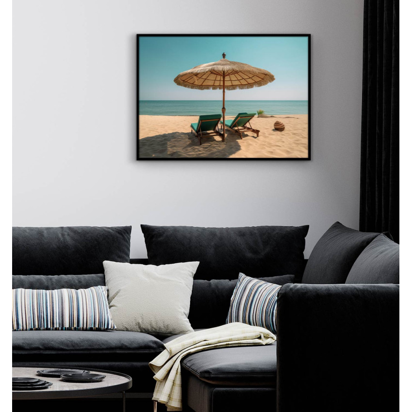 Sunbeds and umbrellas on the beach - Exotic poster