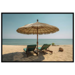 Sunbeds and umbrellas on the beach - Exotic poster