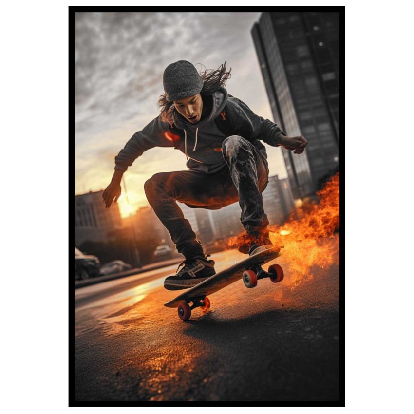 Skate into the Fire - Action skateboard print