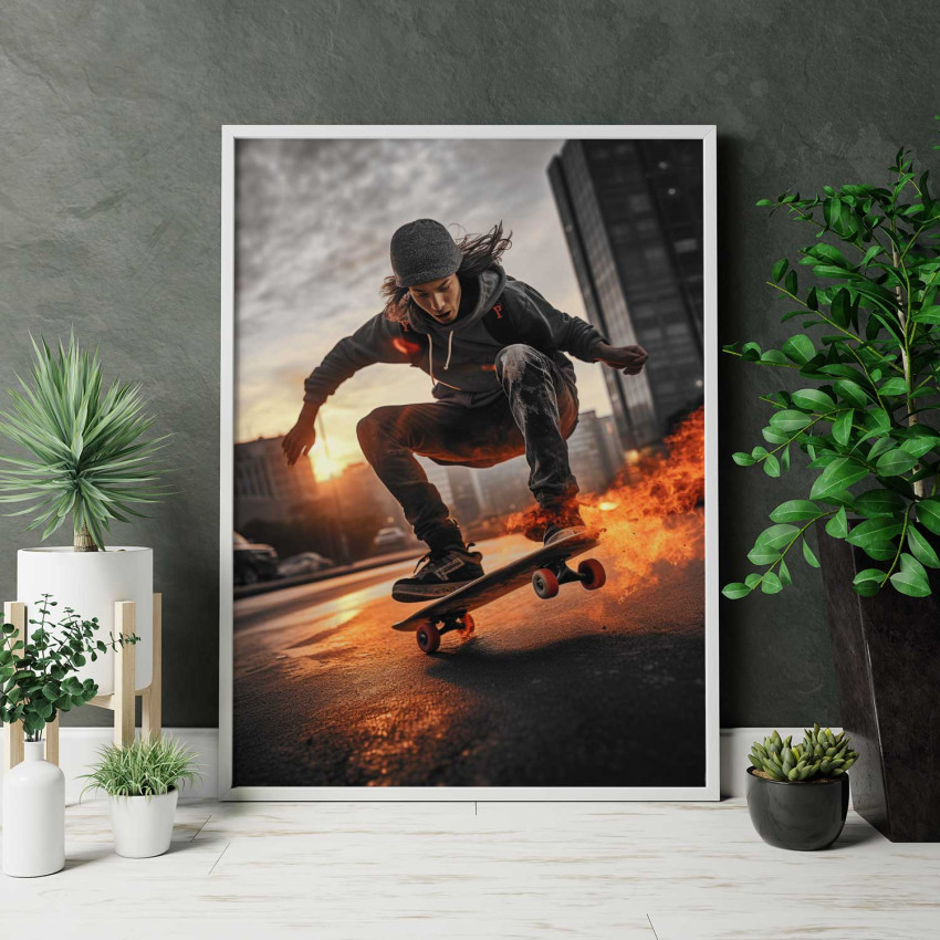 Skate into the Fire - Action skateboard print