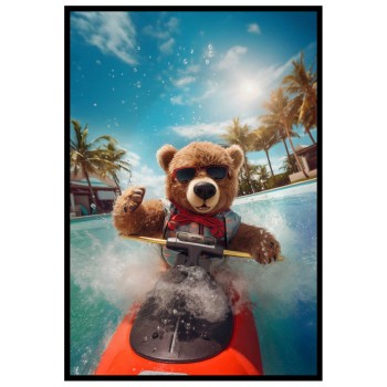 Cool Teddy on Jet Ski - Exotisk och färgstark poster