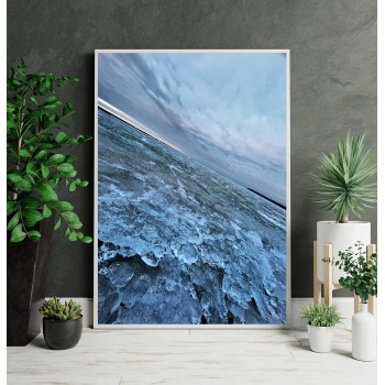 Winter lake in Sweden - Bright blue poster