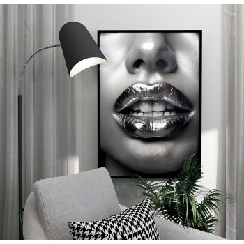 Silver Fashion Lips - Trendy poster
