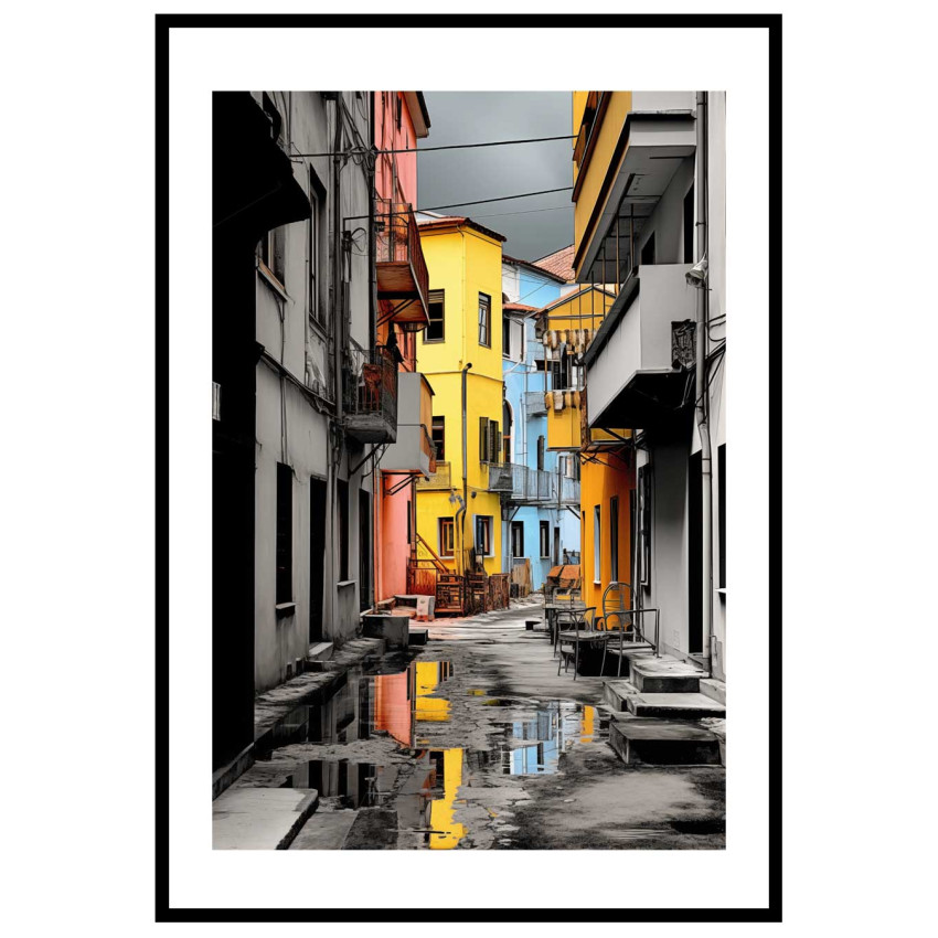 Smågata i Mexiko - Färgglad poster