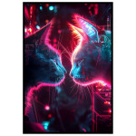 Colorful Kittens in Neon - Simple poster