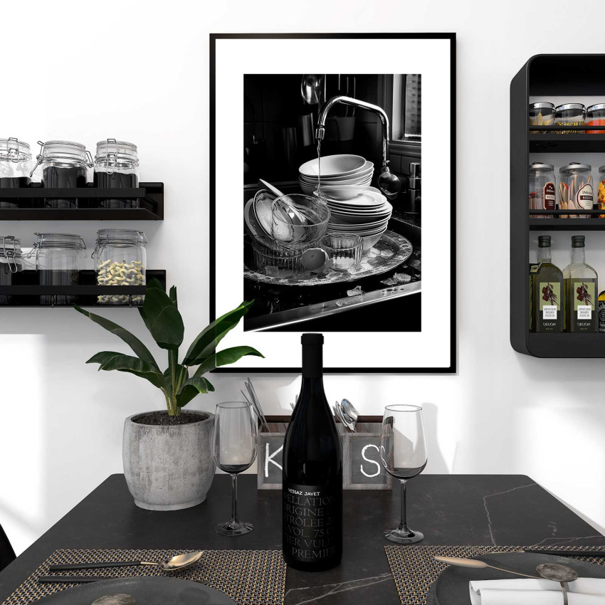 Pile of Dishes - Trendy kitchen poster Pile of Dishes - Trendy kitchen poster