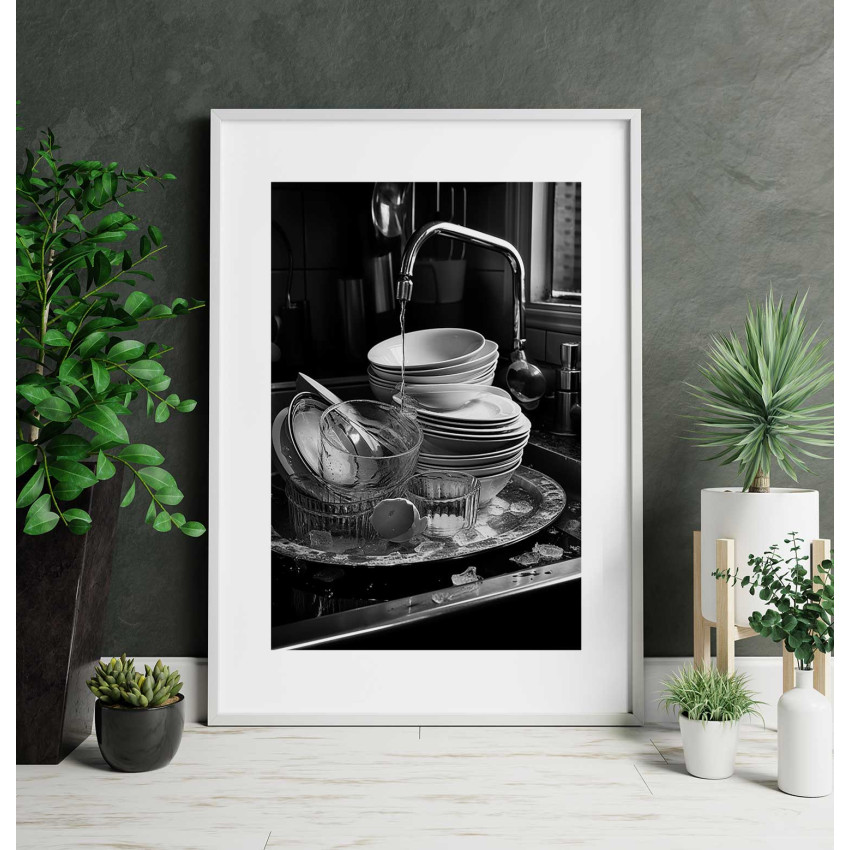 Pile of Dishes - Trendy kitchen poster Pile of Dishes - Trendy kitchen poster