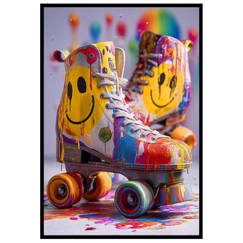 Street Art Roller Skates - Färgstark poster