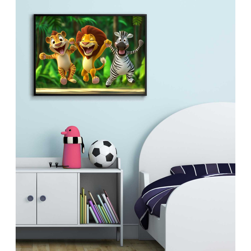 Funny Animals in the Jungle - Kids Room Poster 