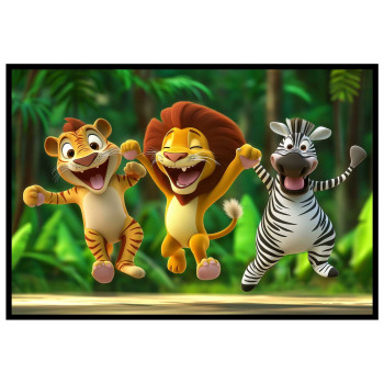 Glada Djur i Djungeln - Färgglad Barntavla