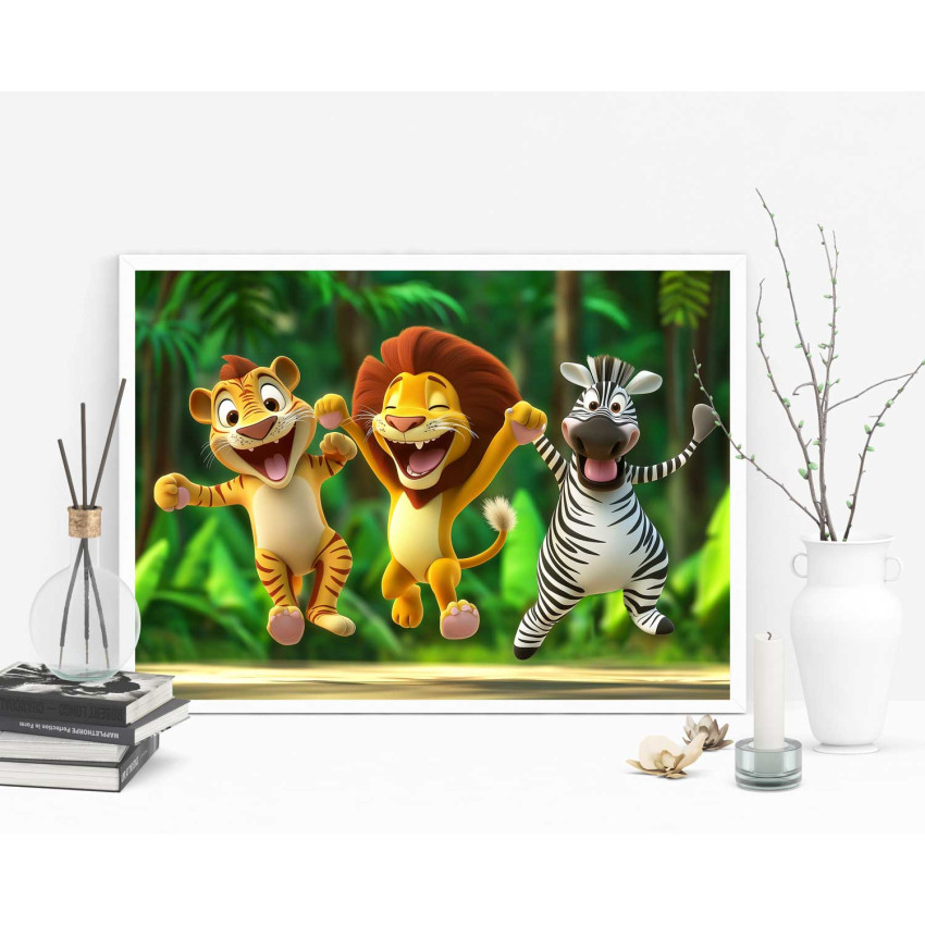 Funny Animals in the Jungle - Kids Room Poster 