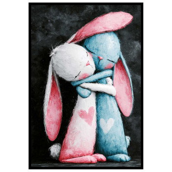 Loving Bunnies - Turkos rosa barntavla