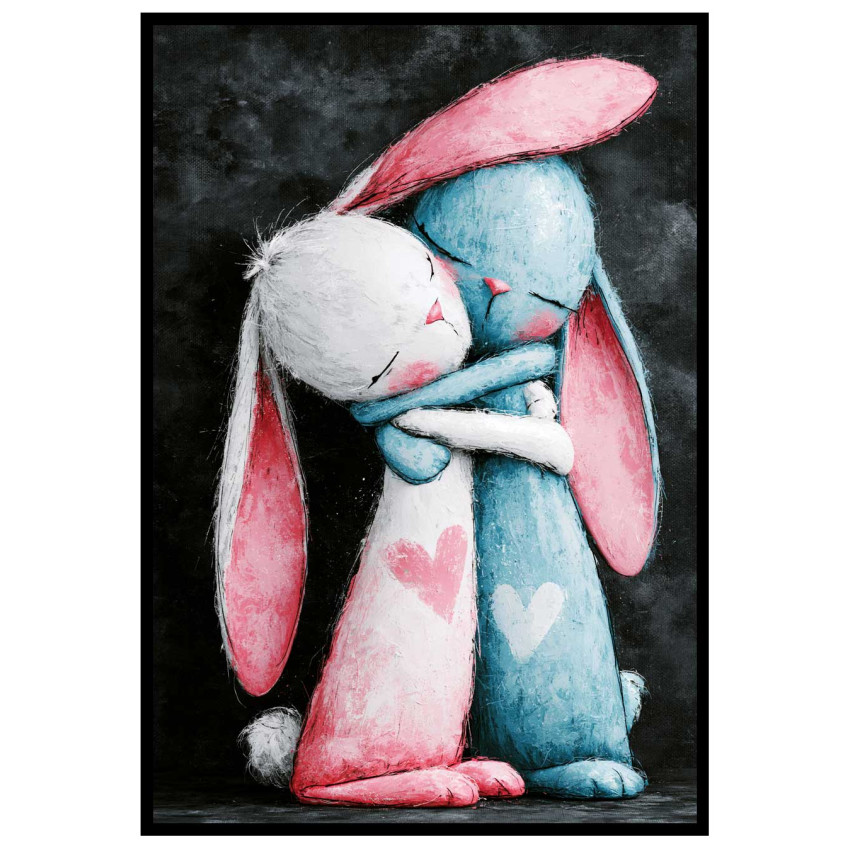 Loving Bunnies - Turkos rosa barntavla