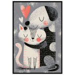 Loving Cat & Dog - Modern barntavla