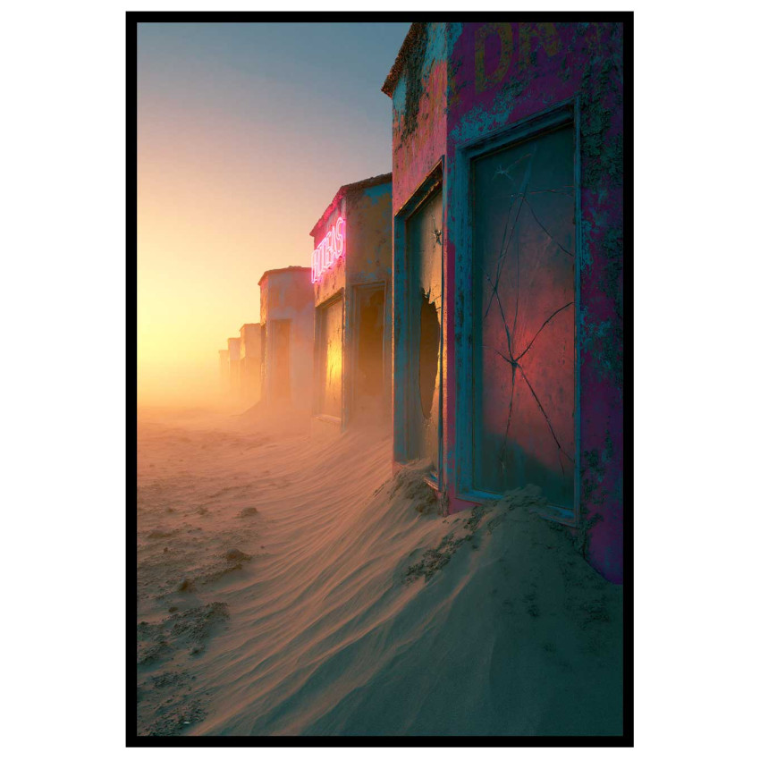Neon Ruins - Färgglad poster