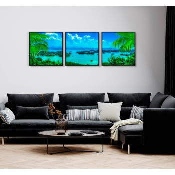 Exotic Water and Palm Trees - Poster in Three Pieces