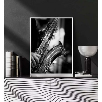 Saxofon - Musiktavla i svartvitt