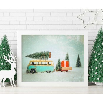X-mas tree on VW-bus - Christmas poster
