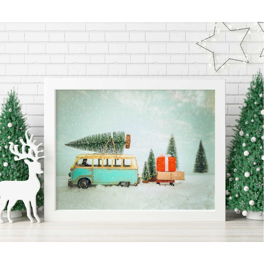 Julgran på folkabuss - Julmotiv