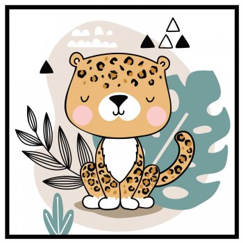 Tecknad leopard - Kvadratisk barntavla