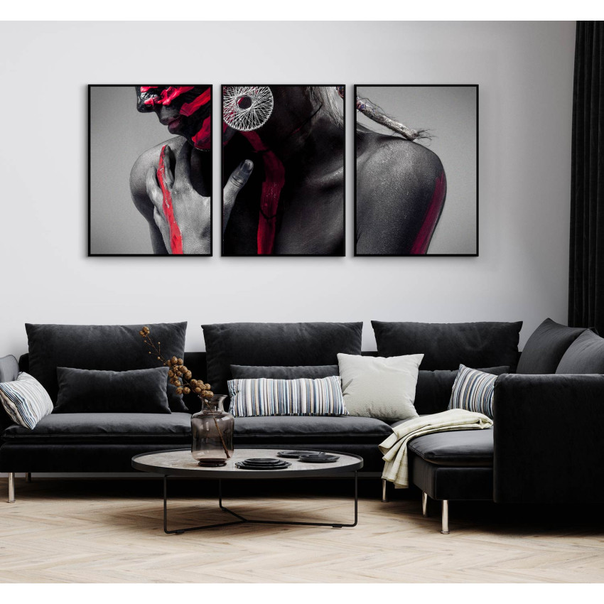 M&aring;lad kvinna med dreads - Poster tavla i tre delar