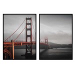 Golden Gate bron - Tvådelad svartvit tavla med färg
