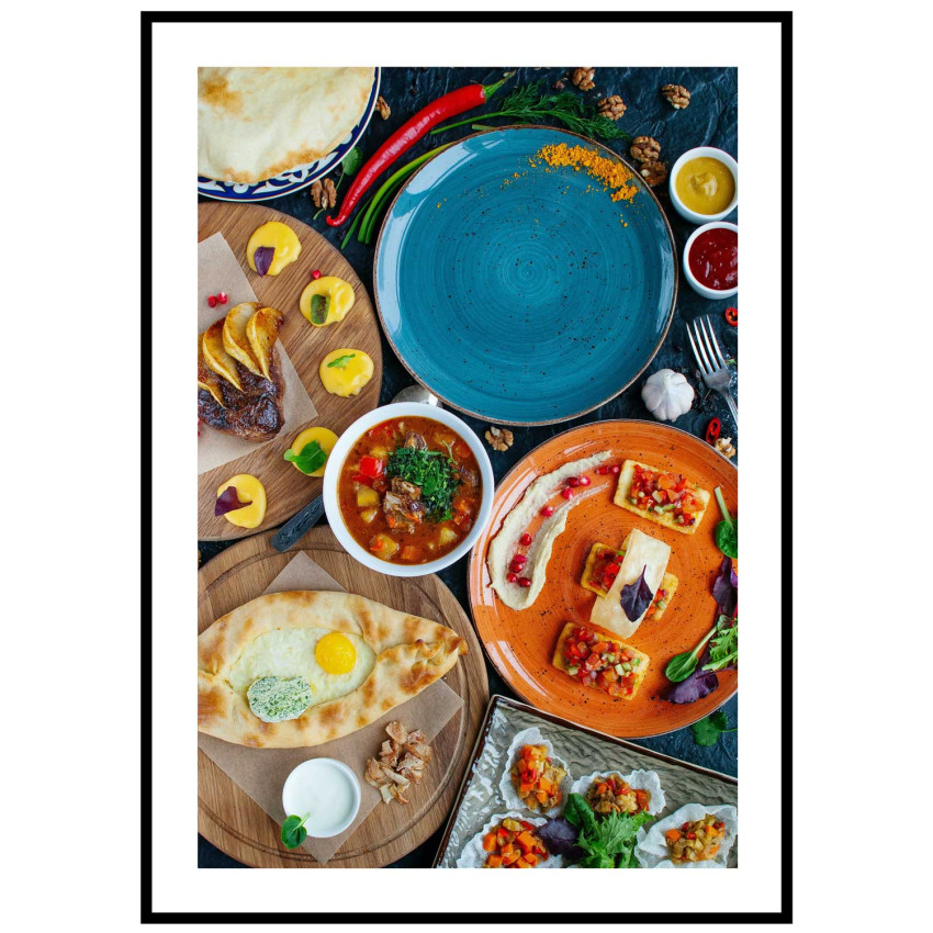 Färggranna maträtter - Kökstavla i retro färger