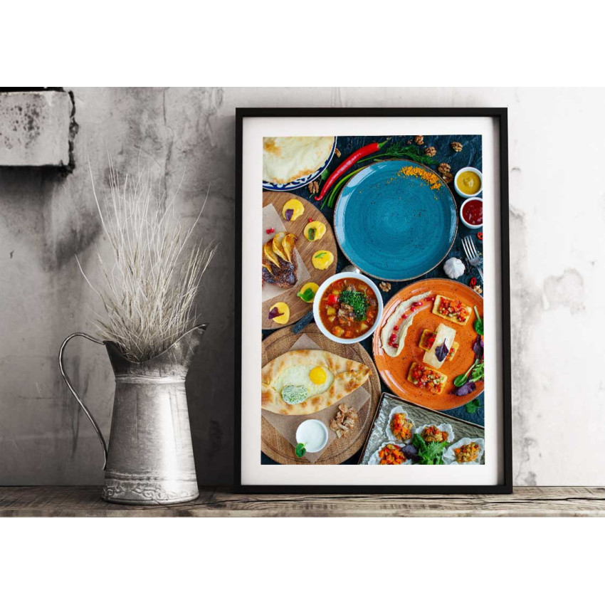 Färggranna maträtter - Kökstavla i retro färger