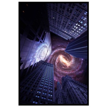 Metropolis & galaxer - Abstrakt stadsmotiv