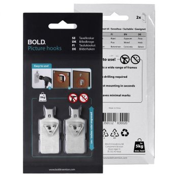 Bold picture frame hook 2-pack