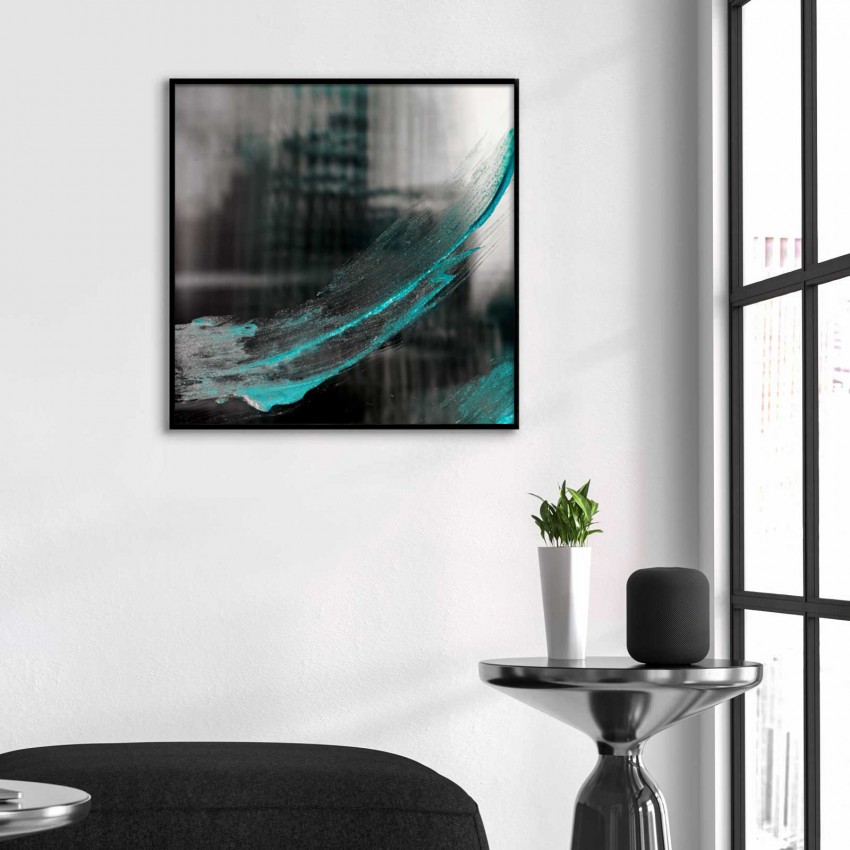 Teal abstract art square poster