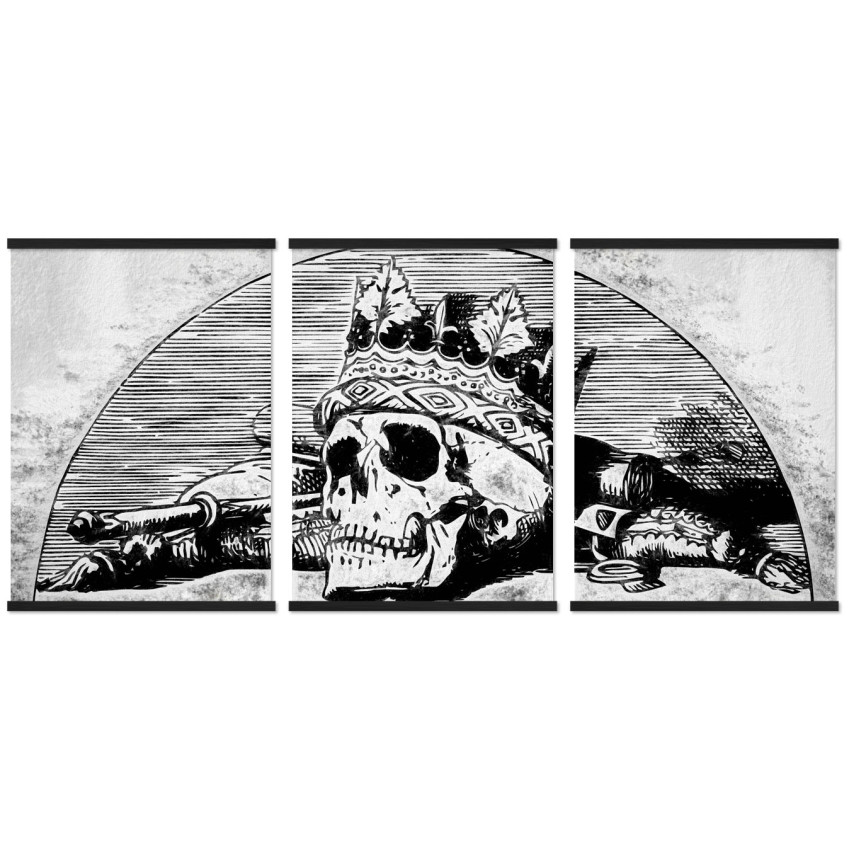 Skull with a King's Crown - Big Black and White Poster in Three Pieces