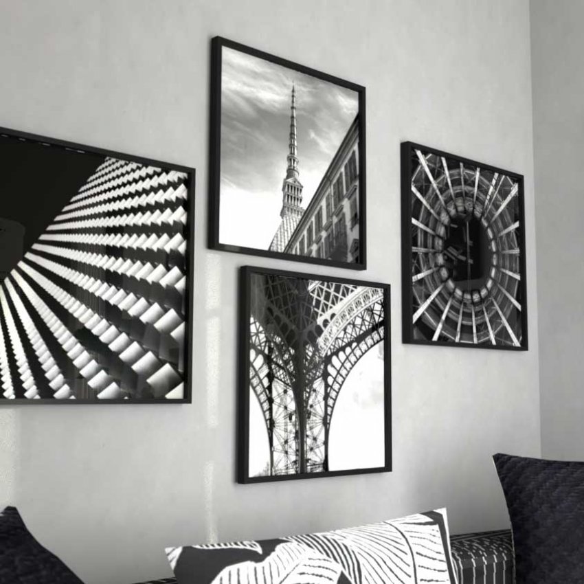 Kvadratiska tavlor i svartvitt