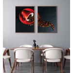 Red Coffee Cup and Coffee Beans - Poster in Two Pieces